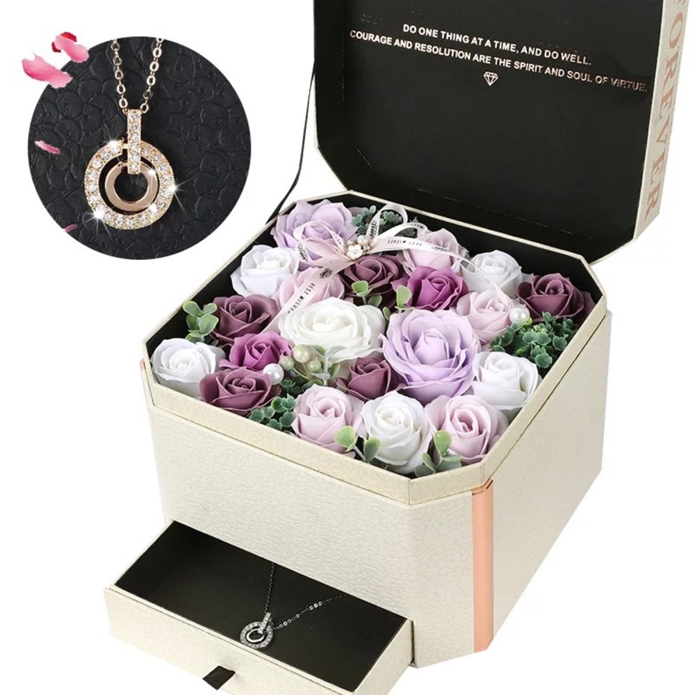 Rose box with necklace perfect for Mother’s Day